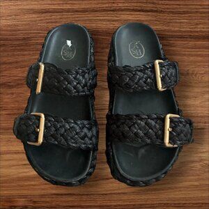 ASH Black Platform Braided Buckle Sandals Size 35 / US 5